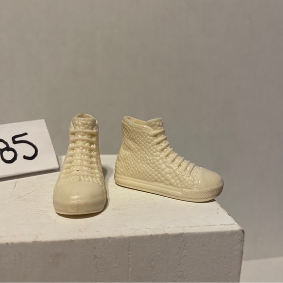 BARBIE KEN SHOES SNEAKERS OFF-WHITE CREAM HIGH-TOP TENNIS SHOES ONLY DOLL SHOES - Picture 3 of 9